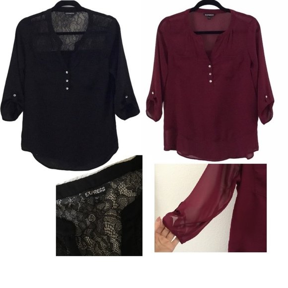 Express Tops - Express Tops x 2 (Maroon and Black Lace)